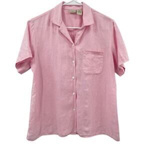 L. L. Bean Women's 100% Linen Button Down Top, Sz. S Coastal Beachy Light *READ*